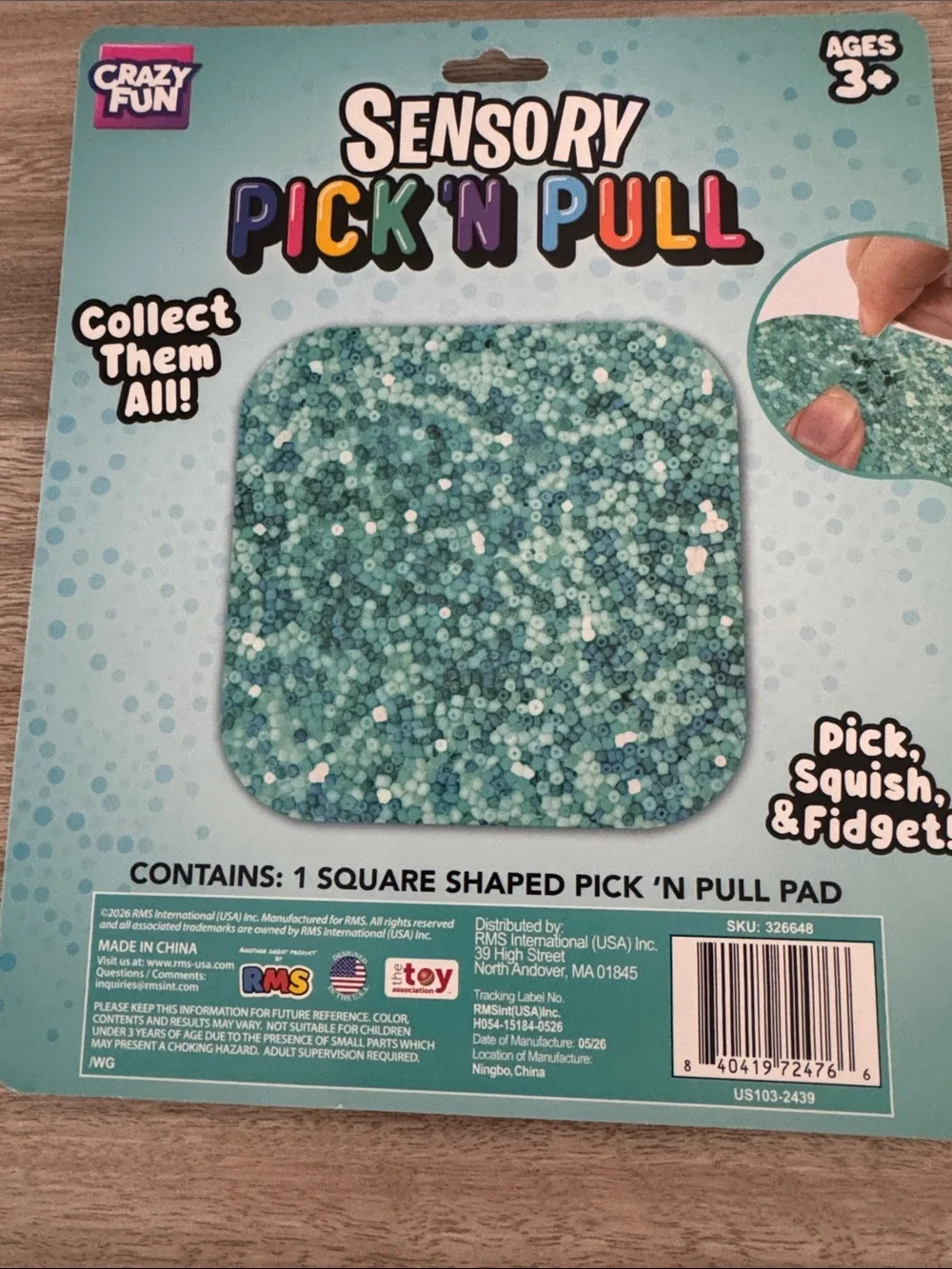 RMS Sensory Pick 'N Pull Kids Toys - Purple, Teal, Yellow Crazy Fun.Set of 3 NEW